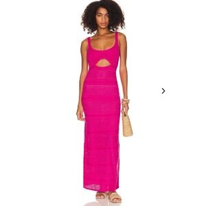 NEW‎ Lovers + Friends Tayla Pointelle Maxi Dress Sz XL Pink $238 Knit Crochet